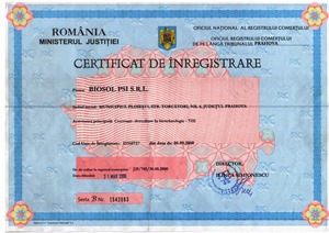 Certificat de înregistrare