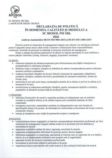 Politica calitate-mediu 2026, pagina 1
